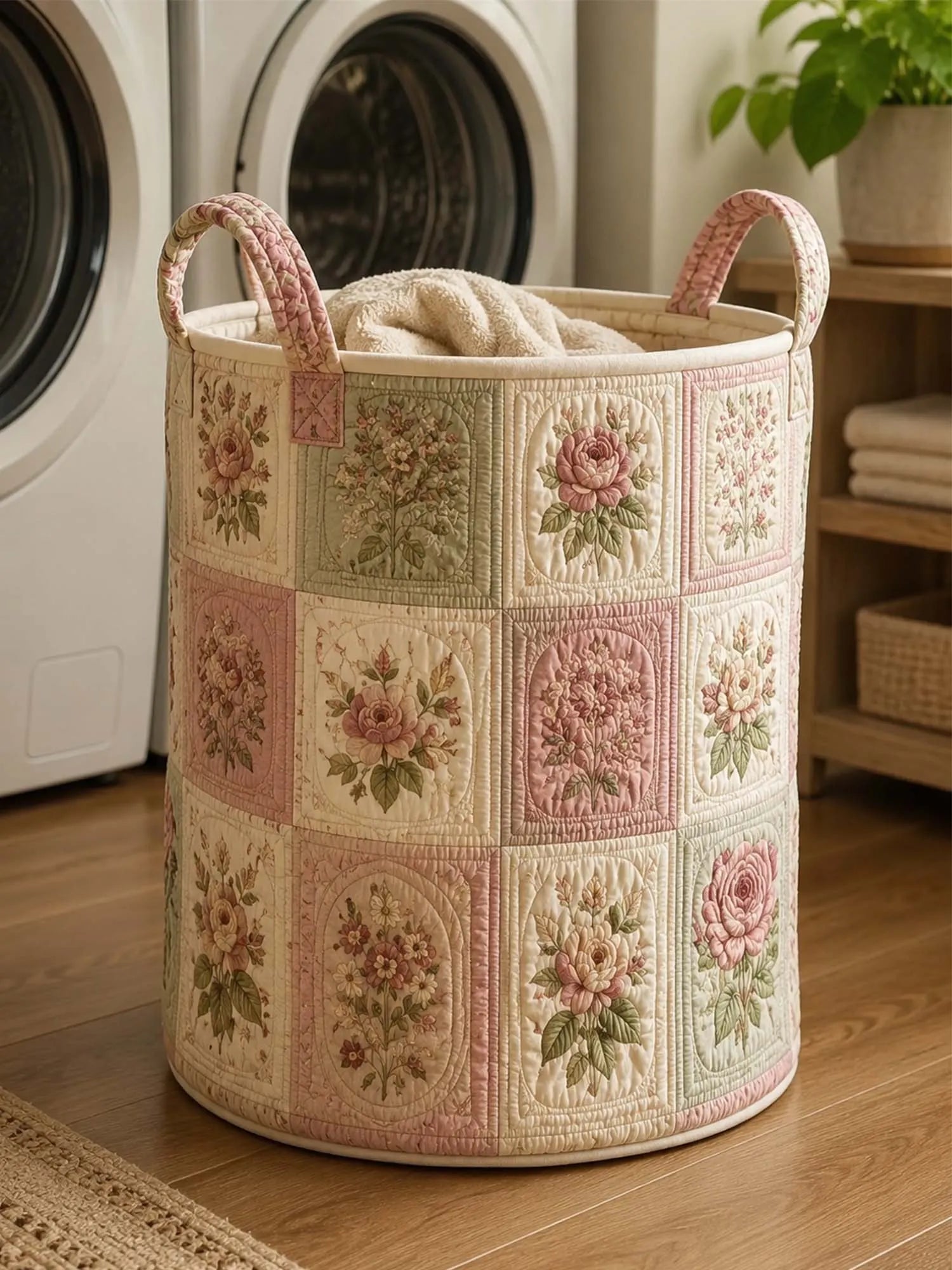 Cottagecore Floral Quilted Laundry Basket