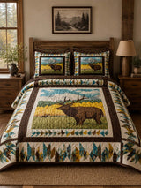 Elk Wilderness Quilted 3-Piece Bedding Set