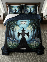 Halloween-Mystic Witchcraft Quilt Bed Set-Three-Piece Quilted Bedding Set