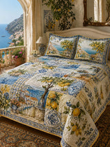 Mediterranean Lemon Villa 3-Piece Quilted Bedding Set