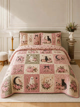 Pumpkin Cat Ghost Garden Quilted 3-Piece Bedding Set