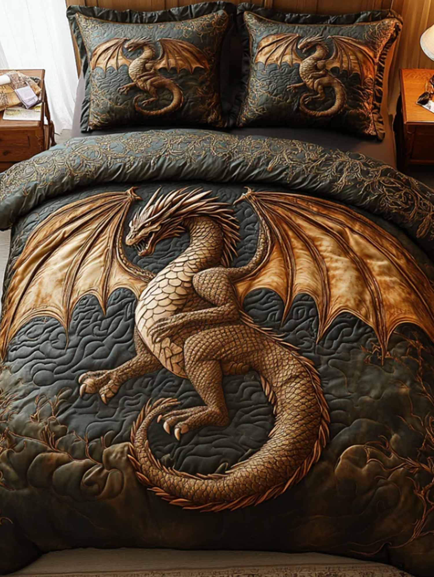 Eldritch Ember 3-Piece Quilted Bedding Set