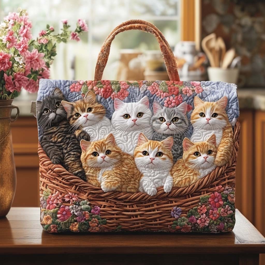 Cat Quilted Tote Bag NCU0VT218