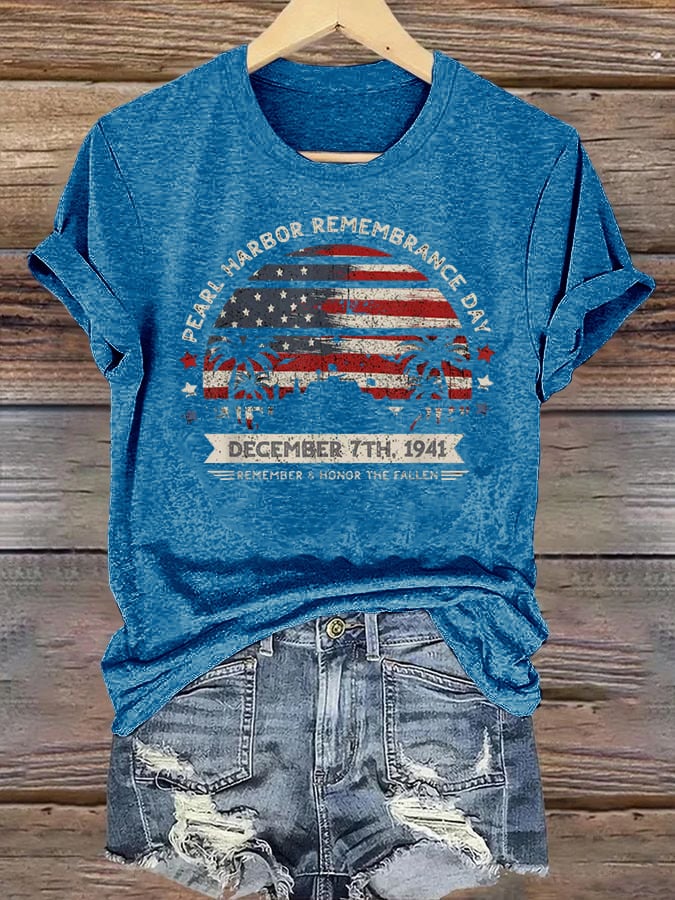 🔥Buy 3 Get 15% Off Women's  Pearl Harbor Memorial Day Hawaii USA Flag Day of Infamy   T-shirt
