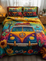Hippie Van Peace 3- Piece Quilted Bedding Set