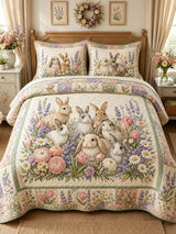 Garden Bunny Gathering 3-Piece Quilted Bedding Set