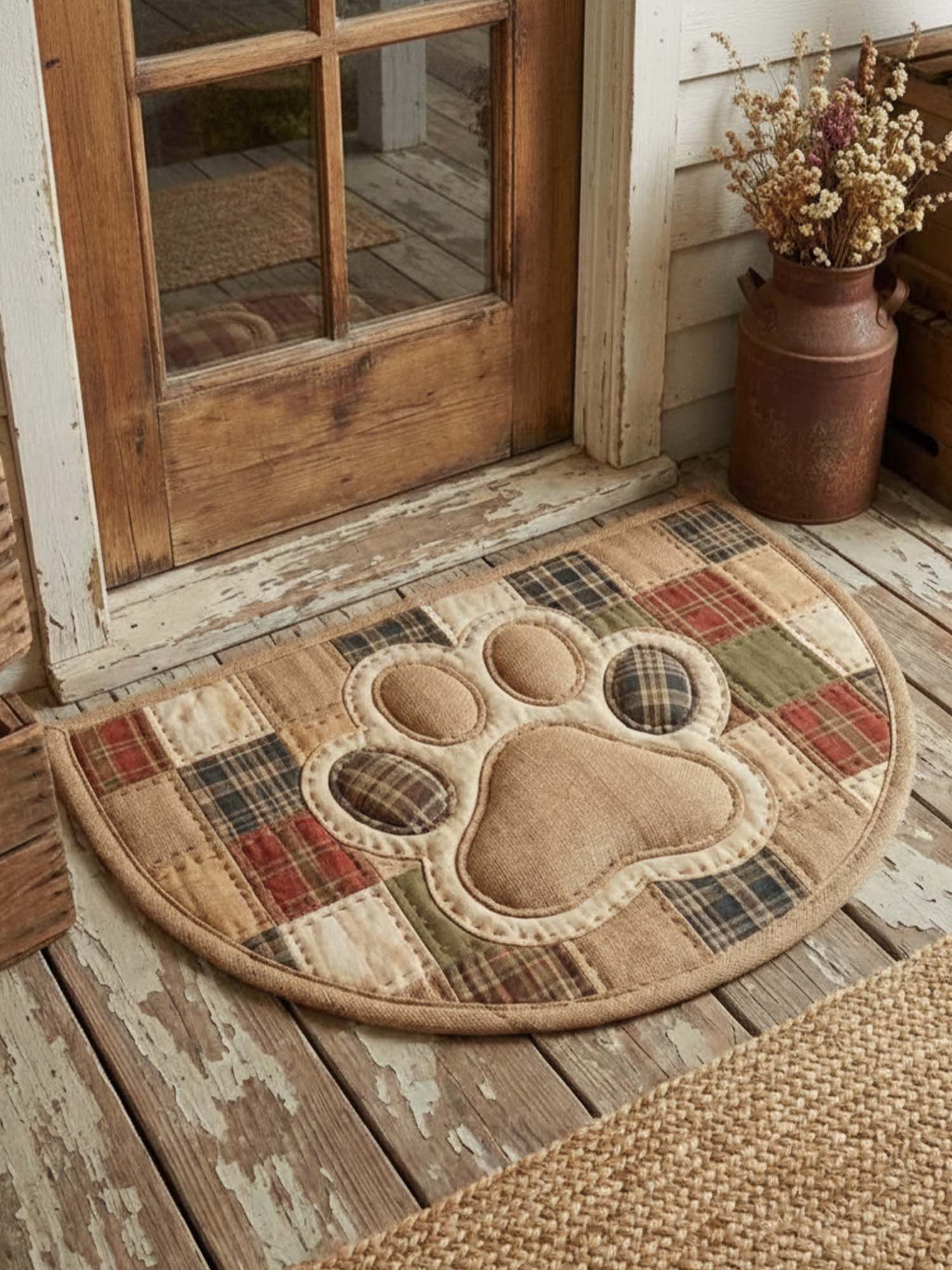 Welcoming Paw Quilted Welcome Mat