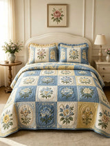 Mixed Botanical Garden Patchwork 3-Piece Quilted Bedding Set