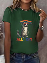 Women's Gay Month Rainbow Print Casual Crew Neck   T-Shirt