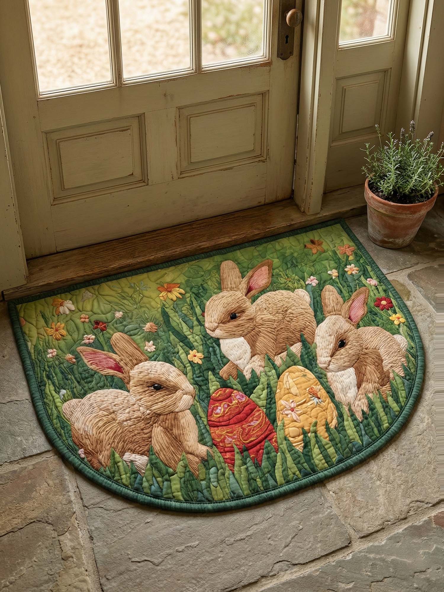 Easter Bunny and Egg Quilted Welcome Mat