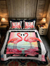 Flamingo Dreams 3-Piece Quilted Bedding Set