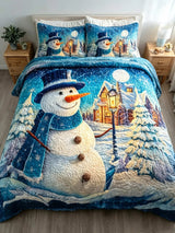 Snowmen Wonderland 3‐Piece Quilted Bedding Set