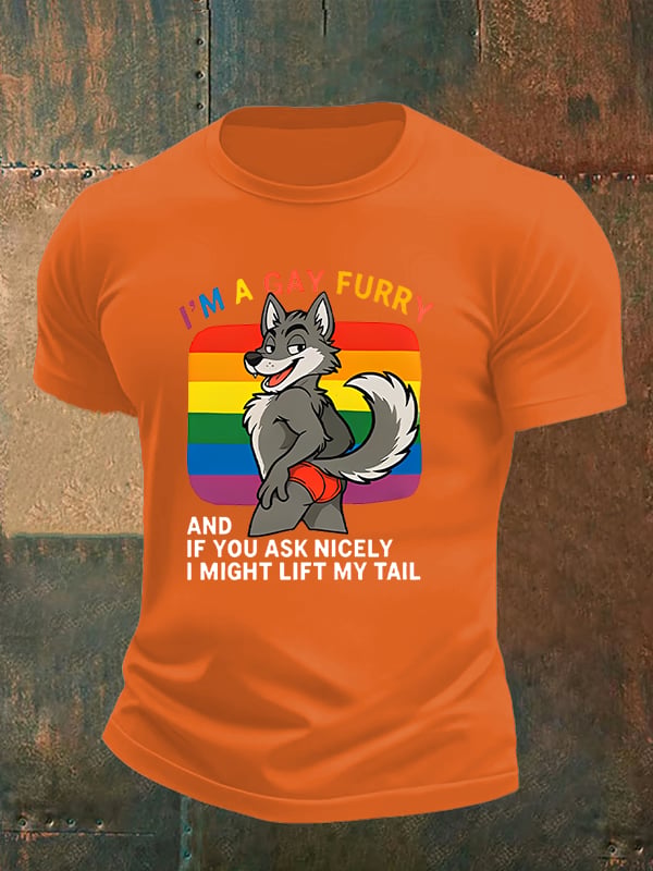 Men's I'm a gay furry Funny LGBTQ Pride Month Shirt