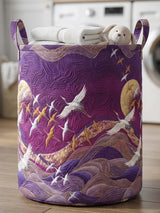 Ukiyoe Crane Quilted Laundry Basket