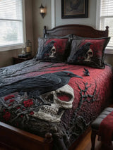 Crimson Raven 3‐Piece Quilted Bedding Set