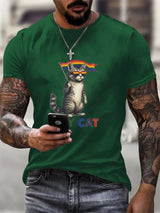 Men's Gay Month Rainbow Print Casual Crew Neck   T-Shirt