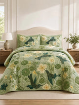 Hummingbird Botanical Garden Quilted 3-Piece Bedding Set