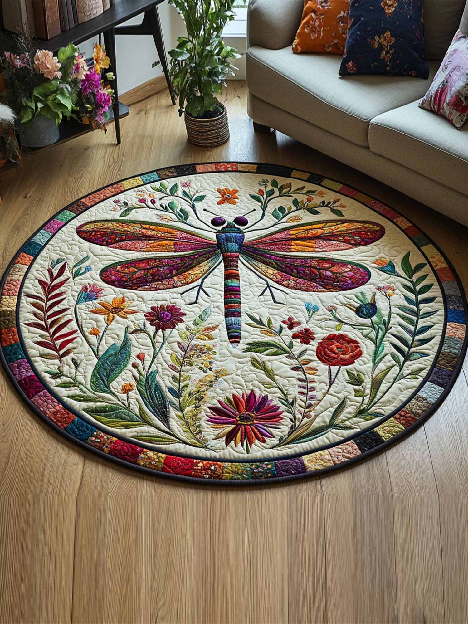 Garden Breeze Quilted Christmas Round Mat