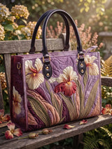 Iris Floral Quilted Leather Strap Bible Handbag