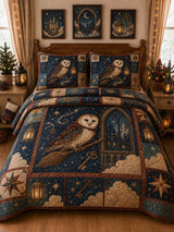 Magic Owl Castle Patchwork 3‐Piece Quilted Bedding Set