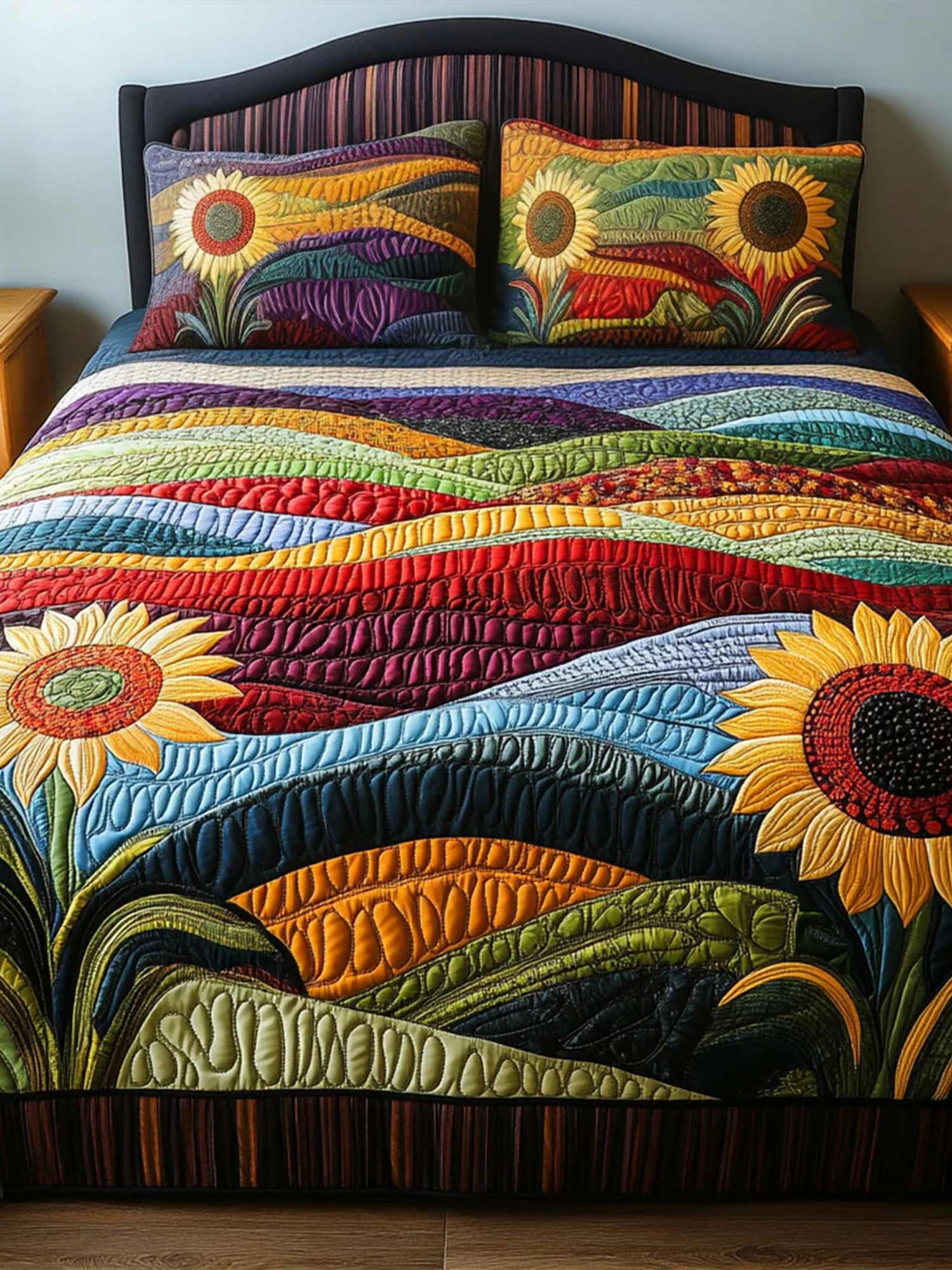 Country SunflowerDreams 3-Piece  Quilted Bedding Set