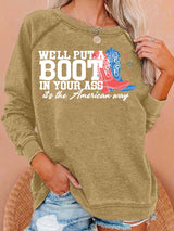 Women's  Courtesy of the Red, White and Blue Cowboy  Print Casual Sweatshirt