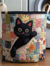 Cat Peekaboo Quilted Laundry Basket