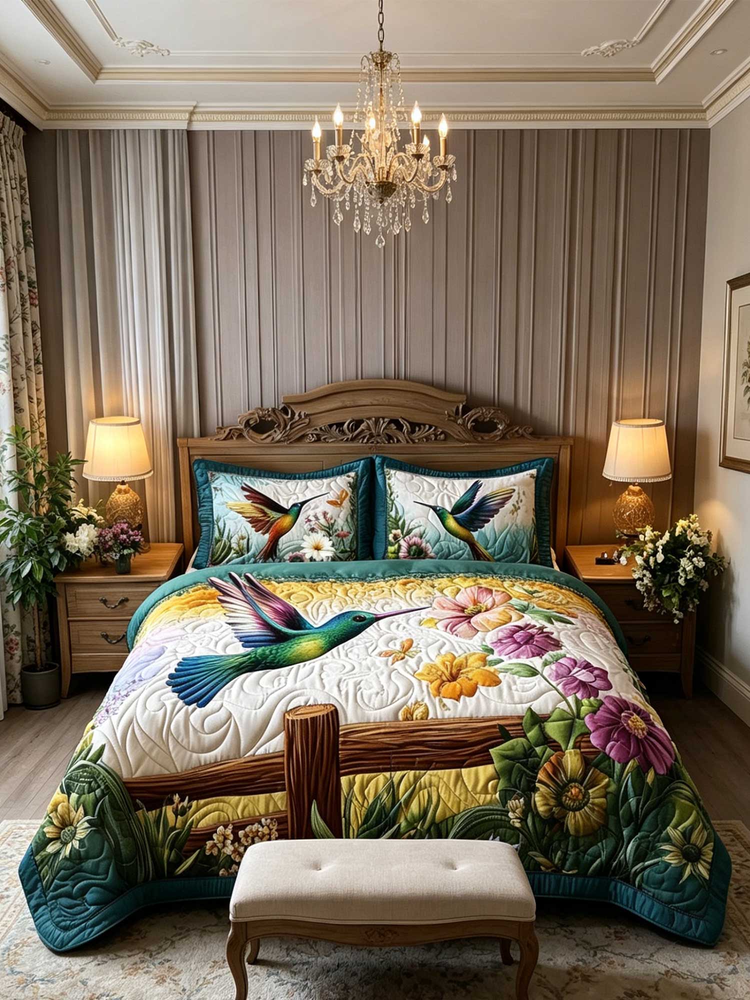 Morning Flutter 3-Piece Quilted Bedding Set