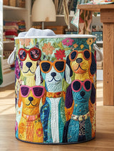 Happy Dogs Quilted Laundry Basket