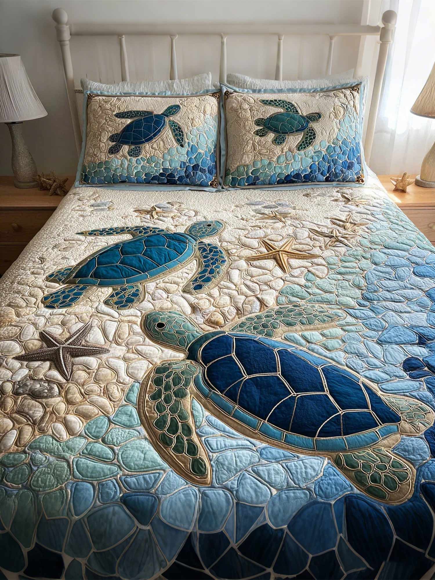 Turtle Haven 3-Piece Quilted Bedding Set