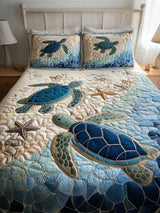 Turtle Haven 3-Piece Quilted Bedding Set
