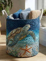 Sea Turtle Quilted Laundry Basket