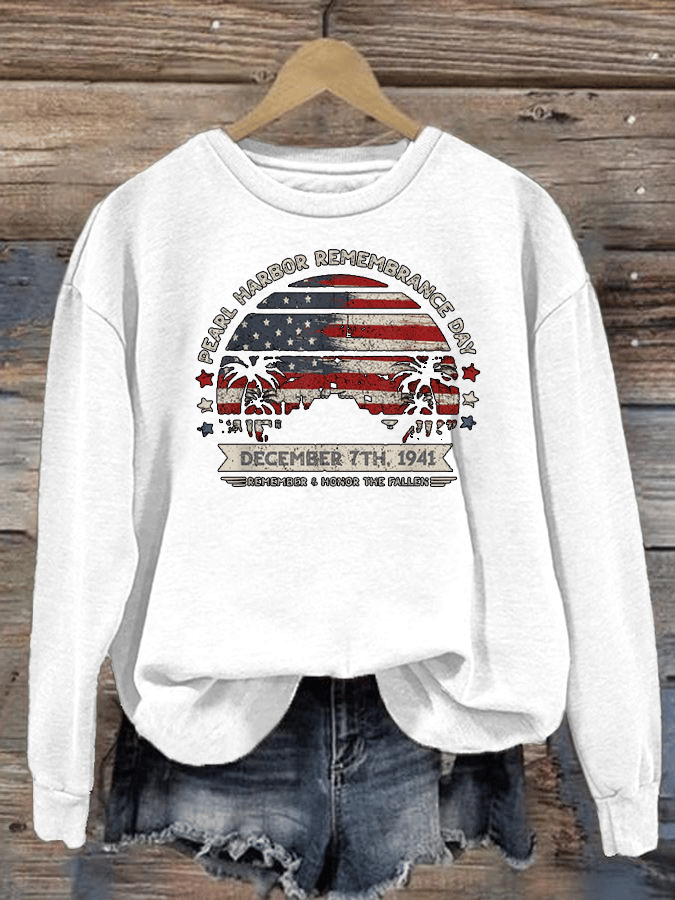 🔥Buy 3 Get 15% Off Women's   Pearl Harbor Memorial Day Hawaii USA Flag Day of Infamy Sweatshirt