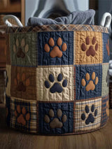 Paws Patchwork Quilted Laundry Basket