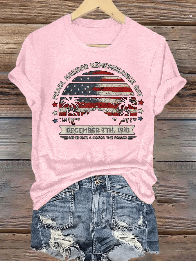 🔥Buy 3 Get 15% Off Women's  Pearl Harbor Memorial Day Hawaii USA Flag Day of Infamy   T-shirt