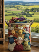 Sheep Heaven Quilted Laundry Basket