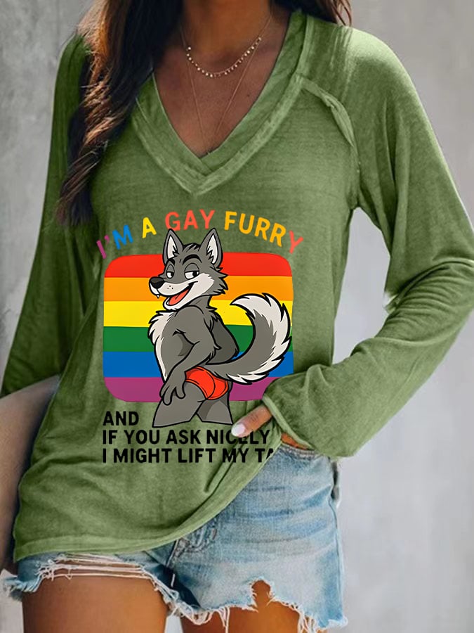 Women's  I'm a gay furry Funny LGBTQ Pride Month Shirt