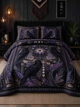 Celestial Raven Circle 3‐Piece Quilted Bedding Set