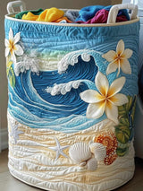 Plumeria Blossom Quilted Laundry Basket