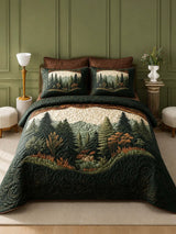 Dark Forest Retreat Quilted 3-Piece Bedding Set