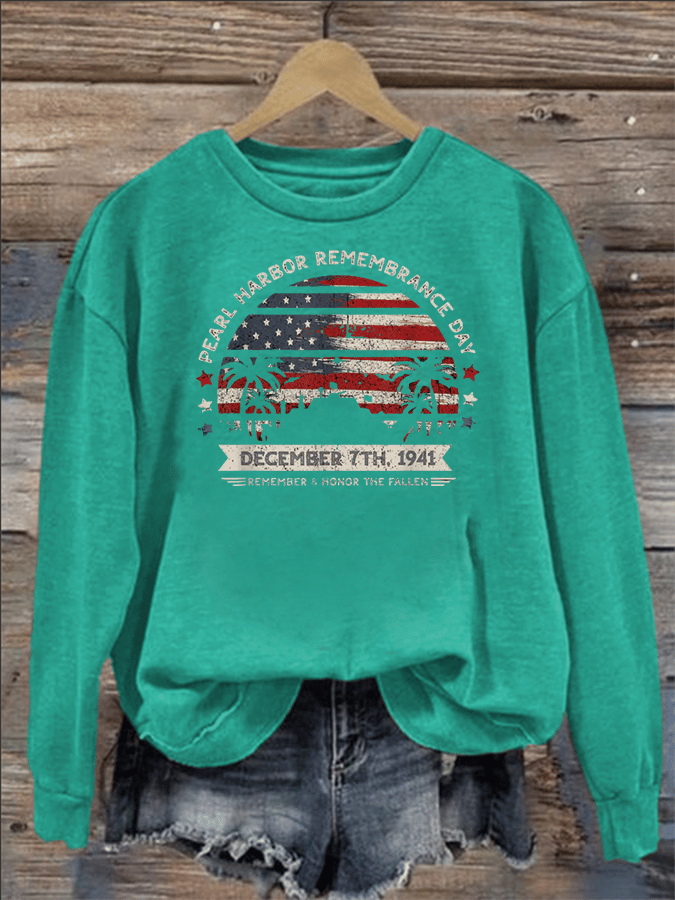 🔥Buy 3 Get 15% Off Women's   Pearl Harbor Memorial Day Hawaii USA Flag Day of Infamy Sweatshirt
