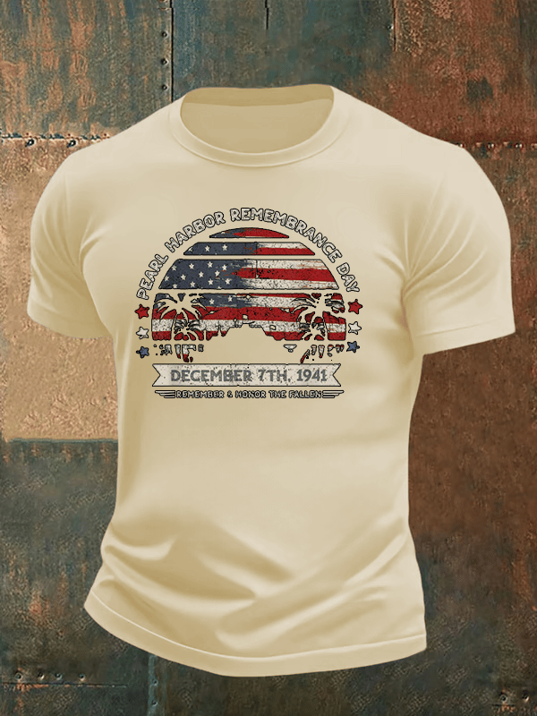 🔥Buy 3 Get 15% Off Men's  Pearl Harbor Memorial Day Hawaii USA Flag Day of Infamy   T-shirt