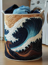 Tidal Waves Quilted Laundry Basket