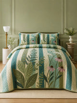 Wildflower Meadow Quilted 3-Piece Bedding Set – Cottage Garden Quilted Bedding With Matching Pillow Shams
