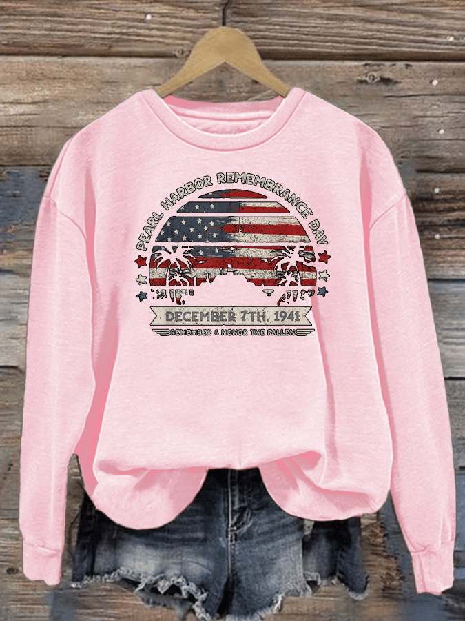 🔥Buy 3 Get 15% Off Women's   Pearl Harbor Memorial Day Hawaii USA Flag Day of Infamy Sweatshirt