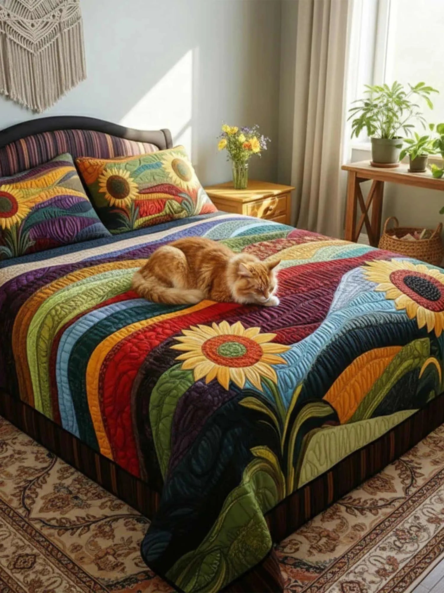 Country SunflowerDreams 3-Piece  Quilted Bedding Set