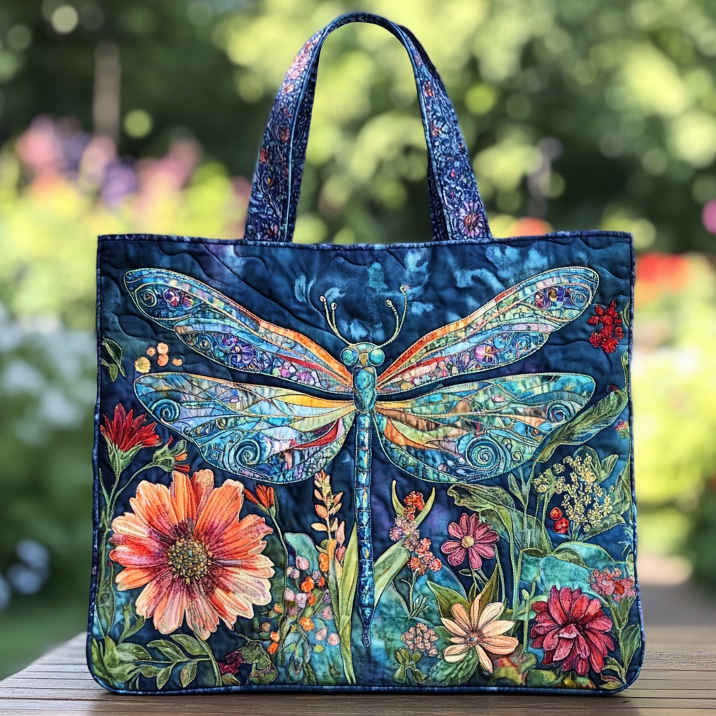 Dragonfly Whisper Quilted Tote  Bag