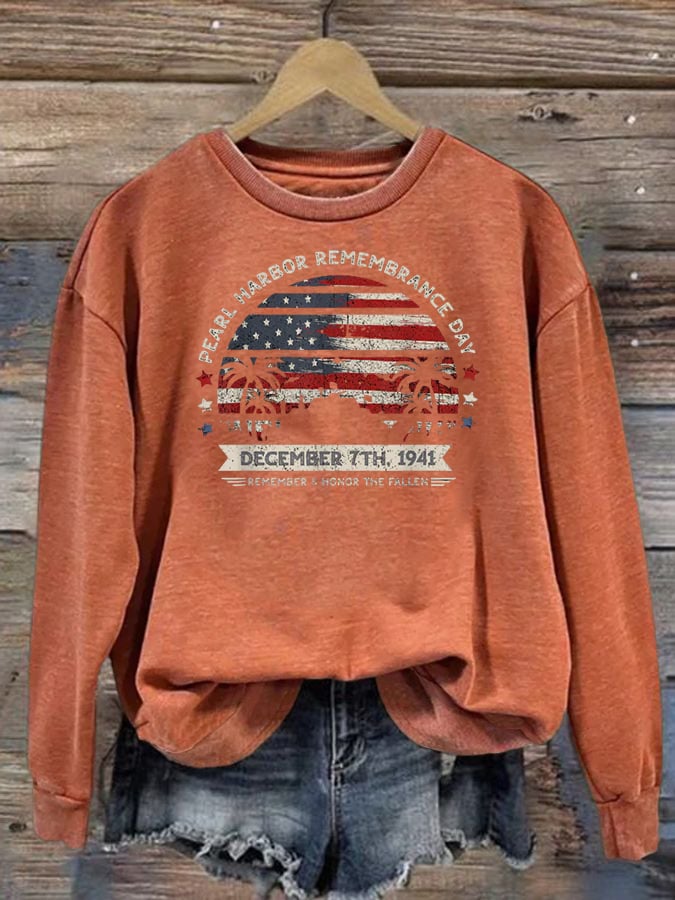 🔥Buy 3 Get 15% Off Women's   Pearl Harbor Memorial Day Hawaii USA Flag Day of Infamy Sweatshirt