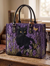 Lavender And The Black Cat Quilted Leather Strap Bible Handbag