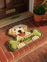 Welcome Golden Retriever Custom Shape Doormat